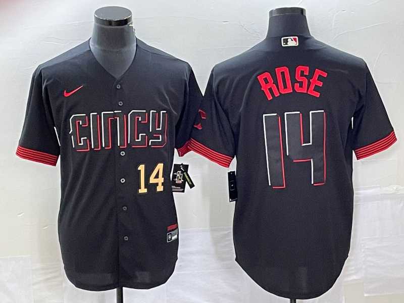 Men%27s Cincinnati Reds #14 Pete Rose Number Black 2023 City Connect Cool Base Stitched Jerseys->cincinnati reds->MLB Jersey
